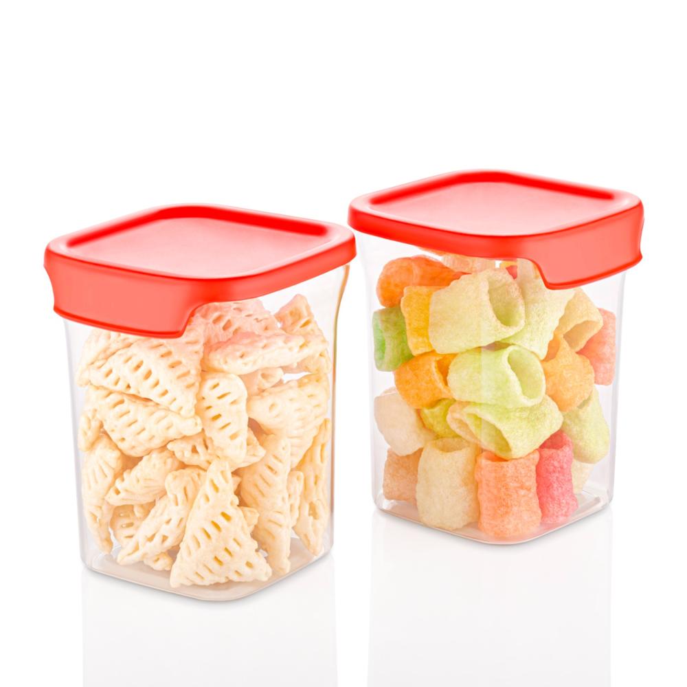 Kitchen Lid Lock Airtight Cereal Container 2 Pcs Set 1100 Ml - Color: Multicolor