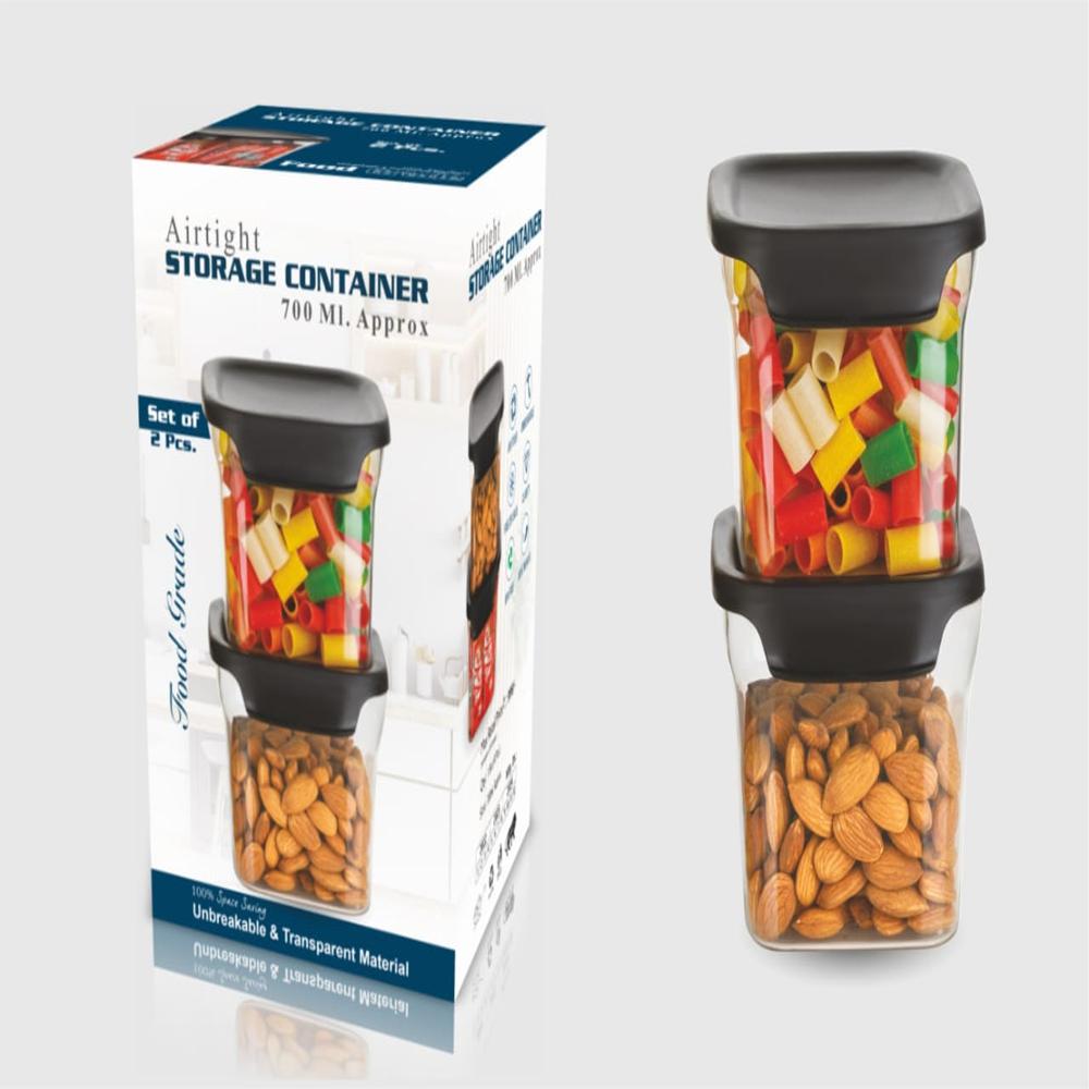 Kitchen Lid Lock Airtight Cereal Container 2 Pcs Set 700 ML