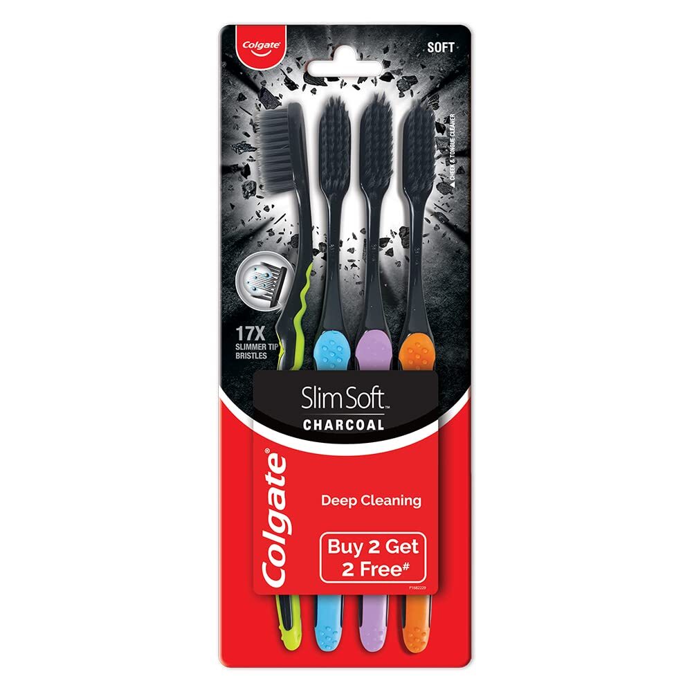 Colgate Slimsoft Charcoal Manual Toothbrush - Brush Attributes: Soft