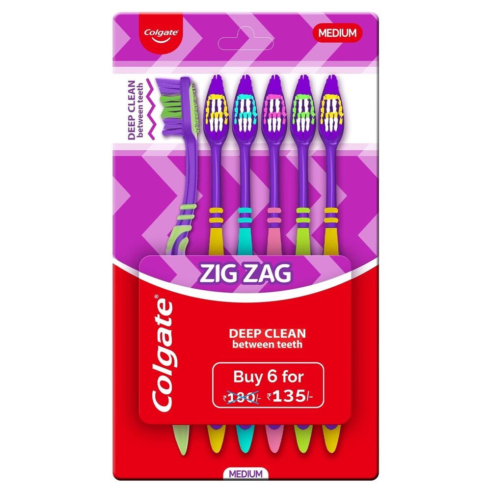 Colgate Zigzag Manual Toothbrush - Brush Attributes: Soft