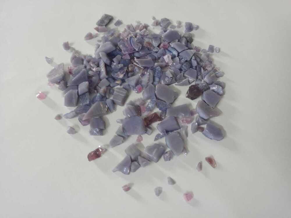 Purple color natural recycle glass chips 1-9 mm opaque