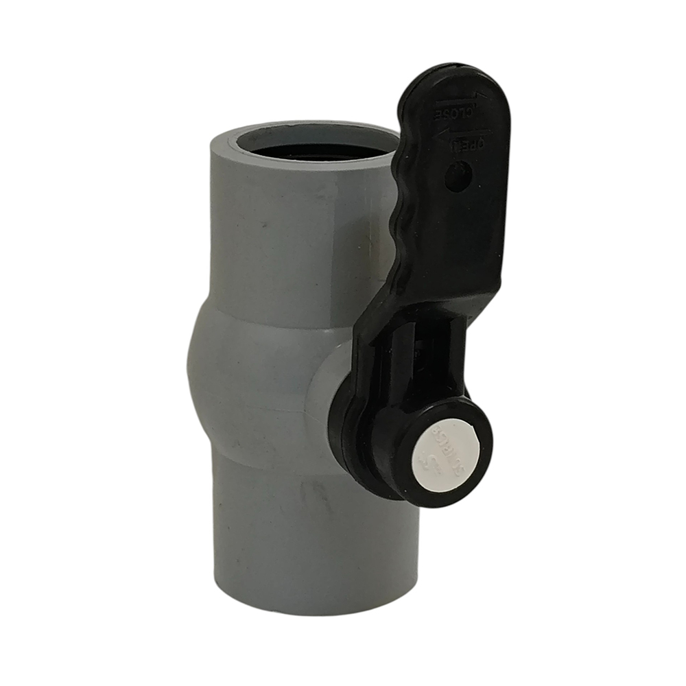 Pvc Gray Long Handle Ball Valve - Finish: Polished
