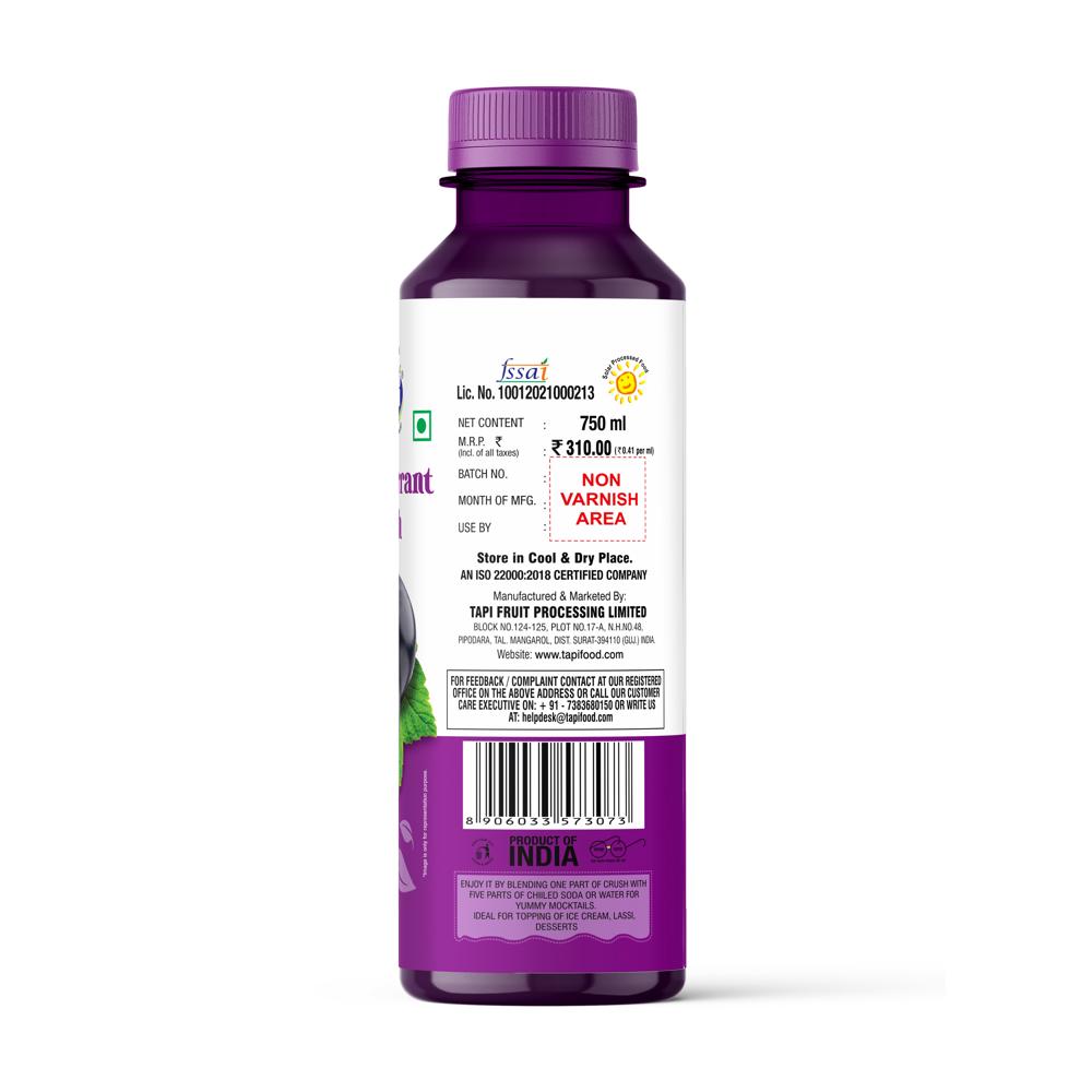 Black Currant Crush 750 Ml - Ingredients: Sugar