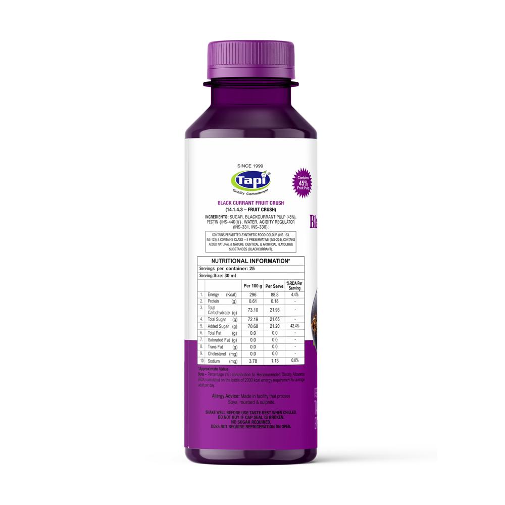 Black Currant Crush 750 Ml - Ingredients: Sugar