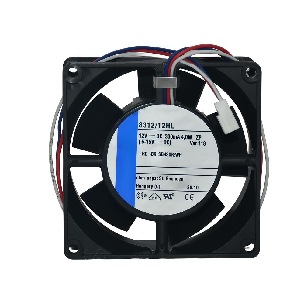 EBM PAPST 8312/12HL 12V 4.0W 8025 3-Wire Electric Inverter Industrial Fan Plastic Blade Ball Bearing Cooling Fan