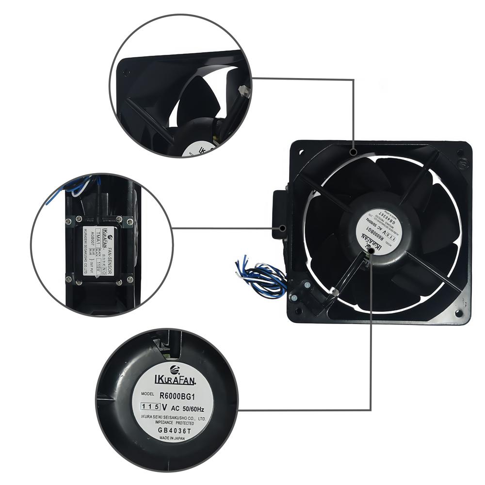 IKURA R6000BG1 115V 50/60HZ 16055 All Metal with Aluminum Blade Motor Electric Powered Cooling Fan