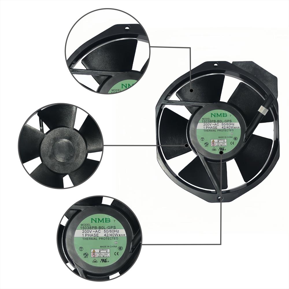 NMB 15038PB-B0L-GPS 200V AC 42/40W 50/60HZ 12038mm Ball Bearing Electric Plastic Blade DC Cooling Fan