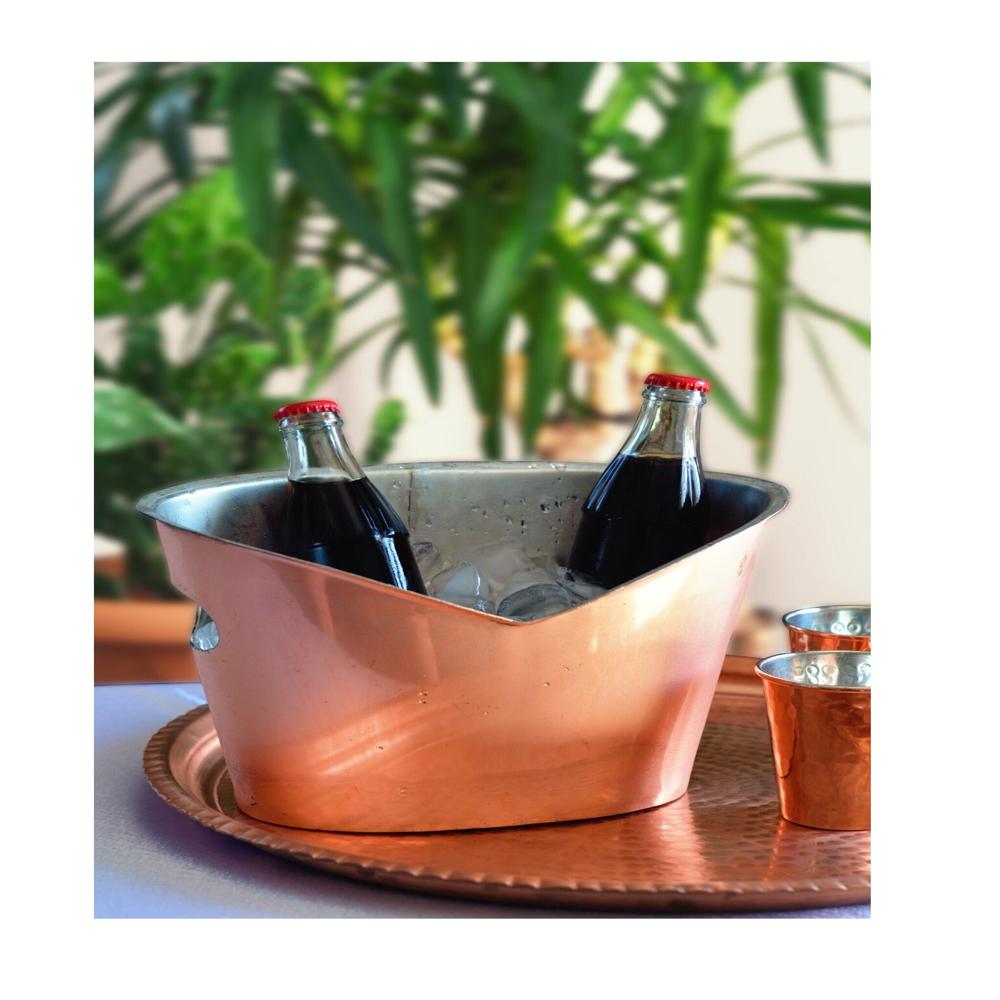 Metallic Champagne Bucket with Copper Plated Design