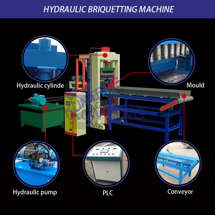 Coal briquetting machinery automatic hydraulic forming machine charcoal powder briquetting machine barbecue charcoal briquetting machine