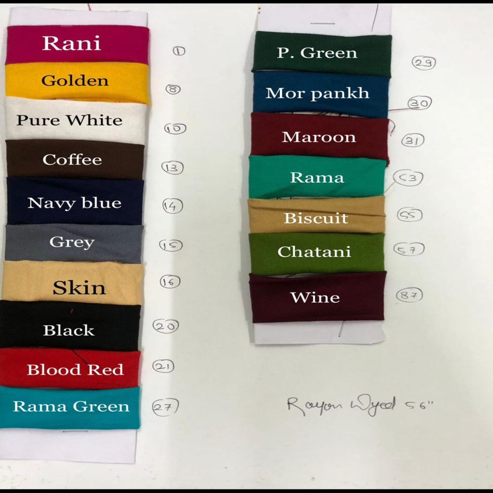 Rayon Plain Fabric 58 Peak Quality - Application: Garment