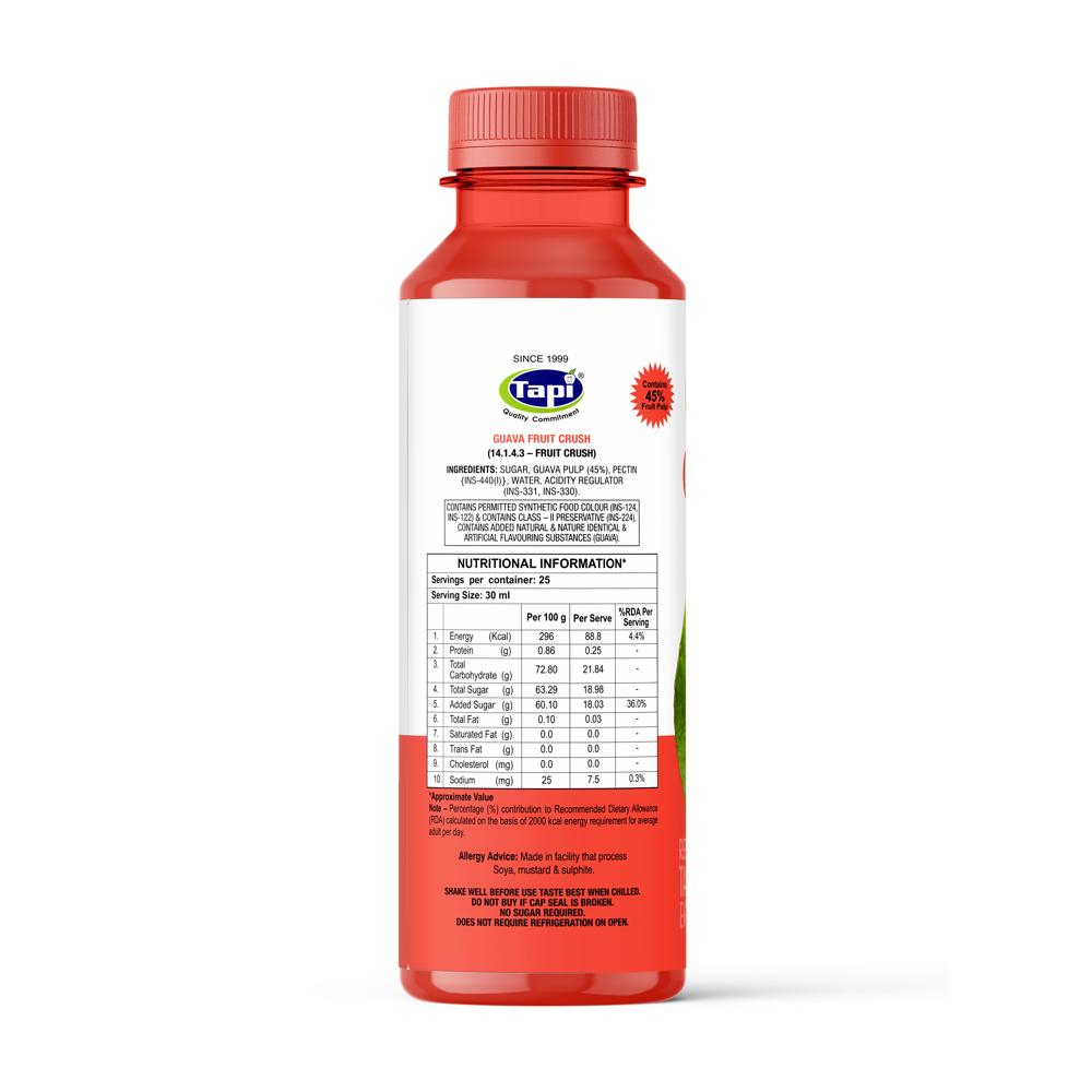 Guava Crush 750 Ml - Ingredients: Sugar