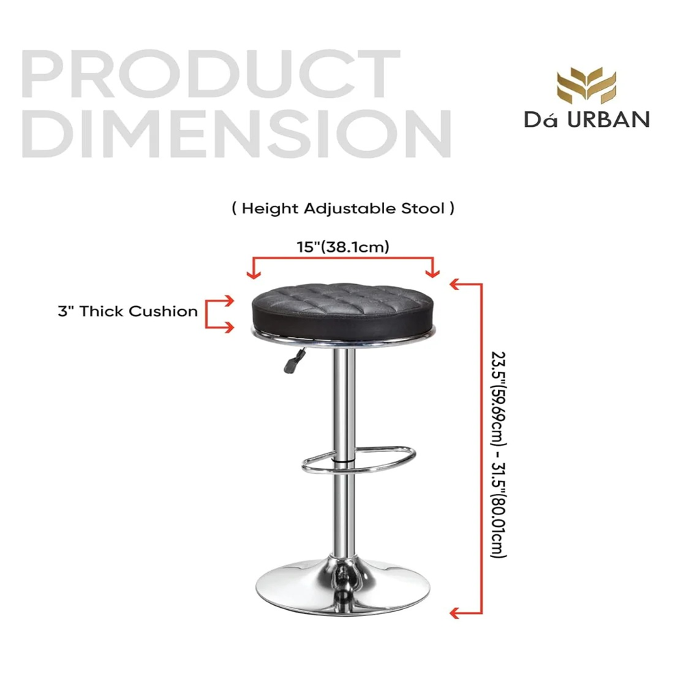 Cushioned Bar Stool - Color: Black & Sliver