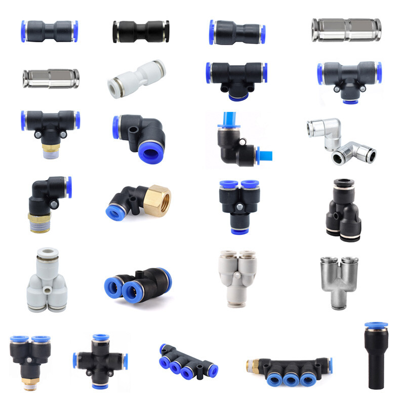 Pneumatic Pu Pipe Fitting - Color: Black & Blue