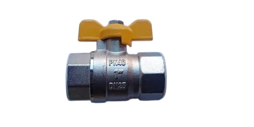 Brass Butterfly Handle Ball Valve - Color: Silver
