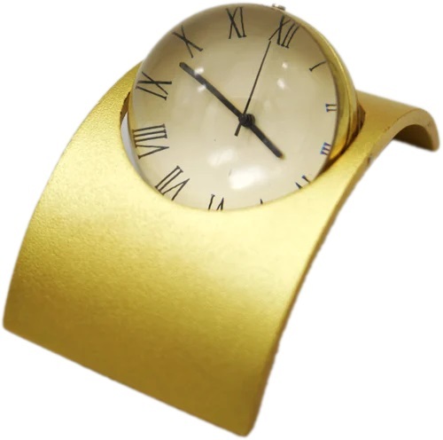 Bridge Shape Desktop Clock With Re-volving Ball Design - Color: Golden