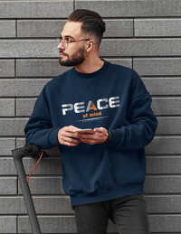 Blue Printed Sweatshirt - Feature: Regular Machine Wash