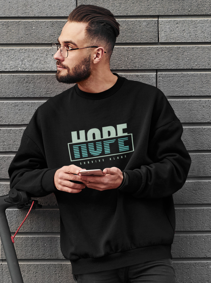 Hope Printed Black Sweatshirt