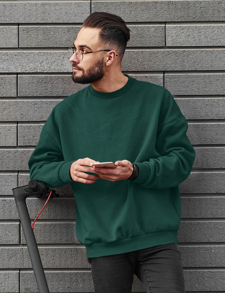 Bottle Green Plain Sweatshirt