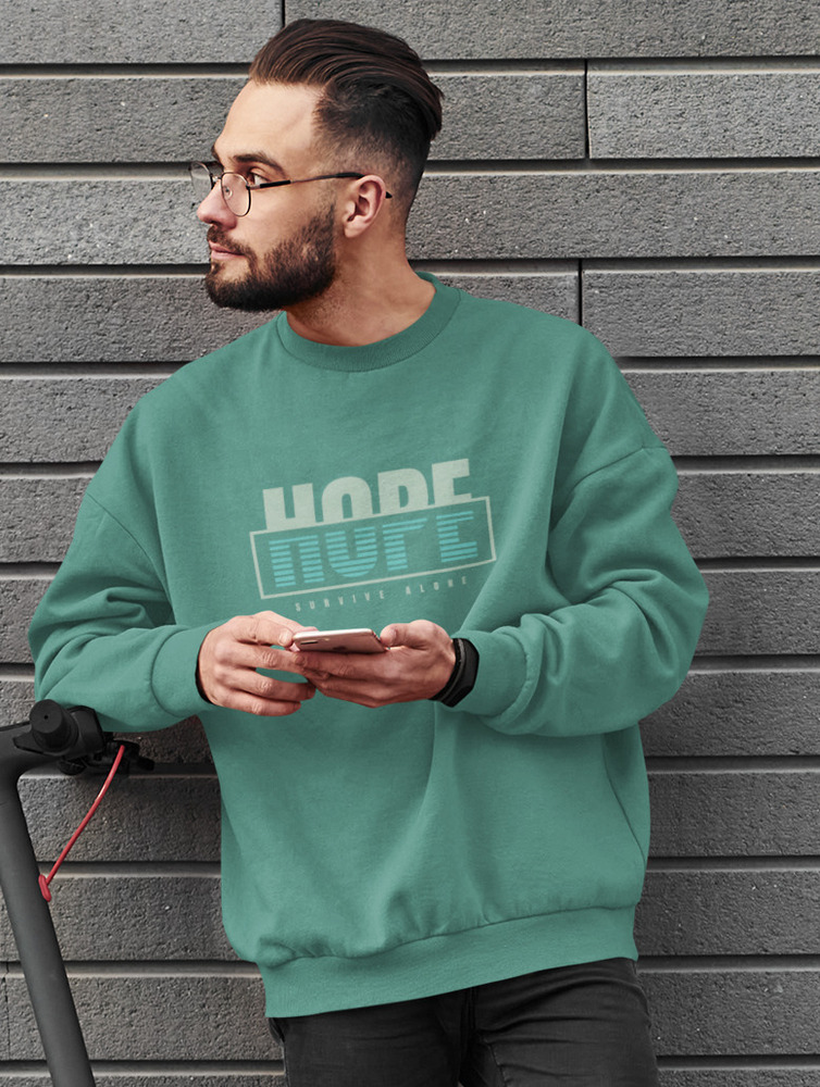 Hope Printed Light Blue Sweatshirt