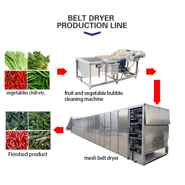 Food dehydrator fully automatic fruit vegetable drying equipment industrial dryer multi-layer mesh belt dryer
