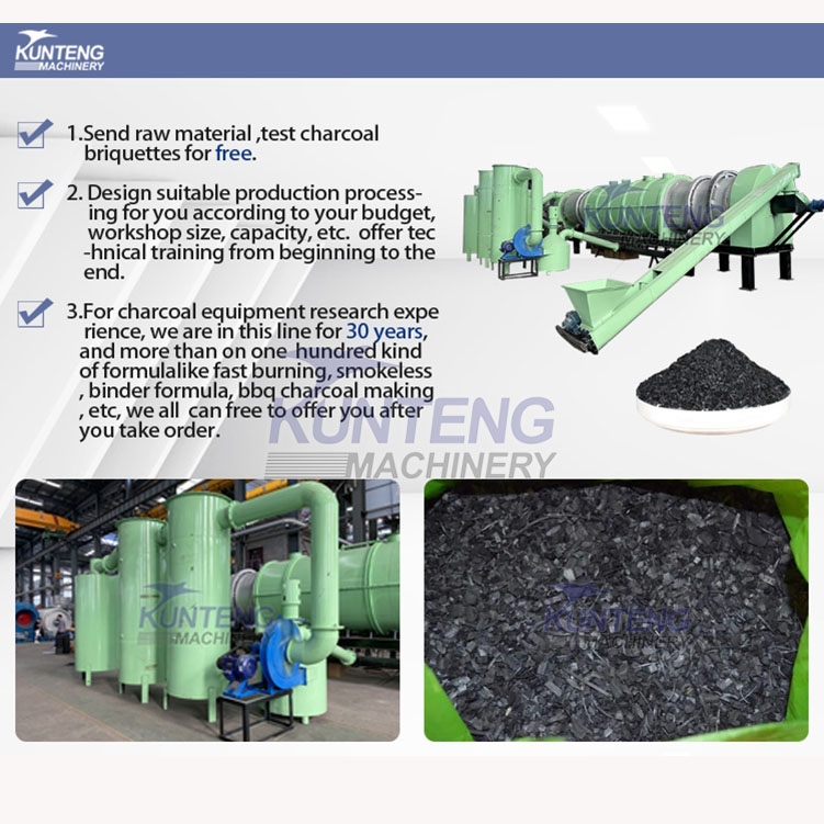 Continuous carbonization equipment coconut shell palm shell carbonization furnace smokeless industrial charcoal carbonization furnace