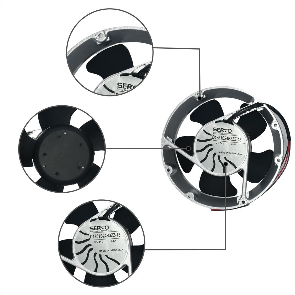 NIDEC D1751S24B3ZZ-15 Blower Fan 24V DC 0.5A Electric Air Cooling Fan Industrial Axial Flow Exhaust Fan 