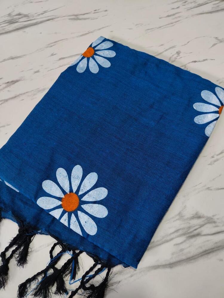 Handloom Khadi Cotton Saree With Hand Painted Work