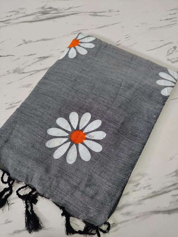 Handloom Khadi Cotton Saree With  Hand Painted Work