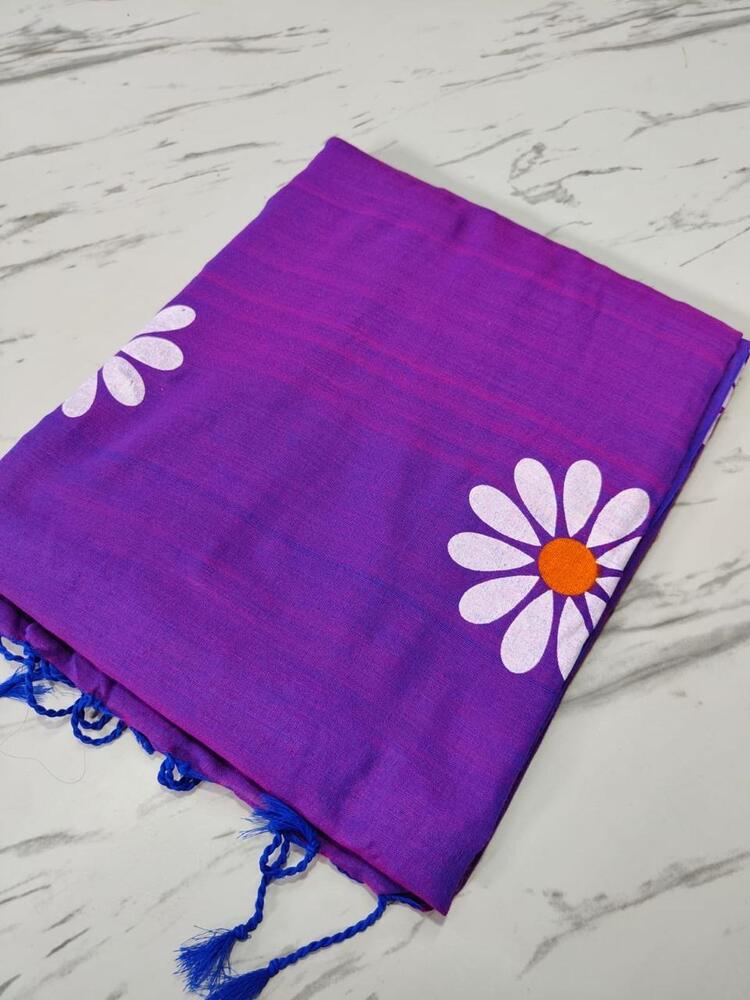Handloom Khadi Cotton Saree With  Hand Painted Work