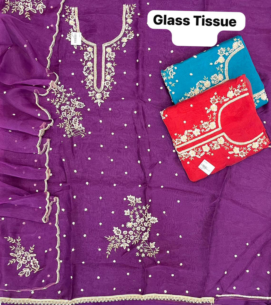 Glass Tissue Fabric Unstitched Suit