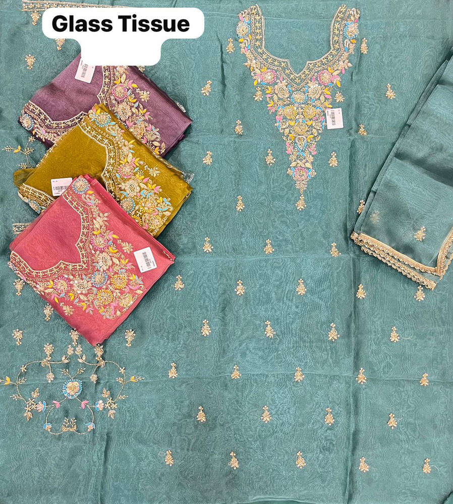 Glass Tissue Fabric Unstitched Suit