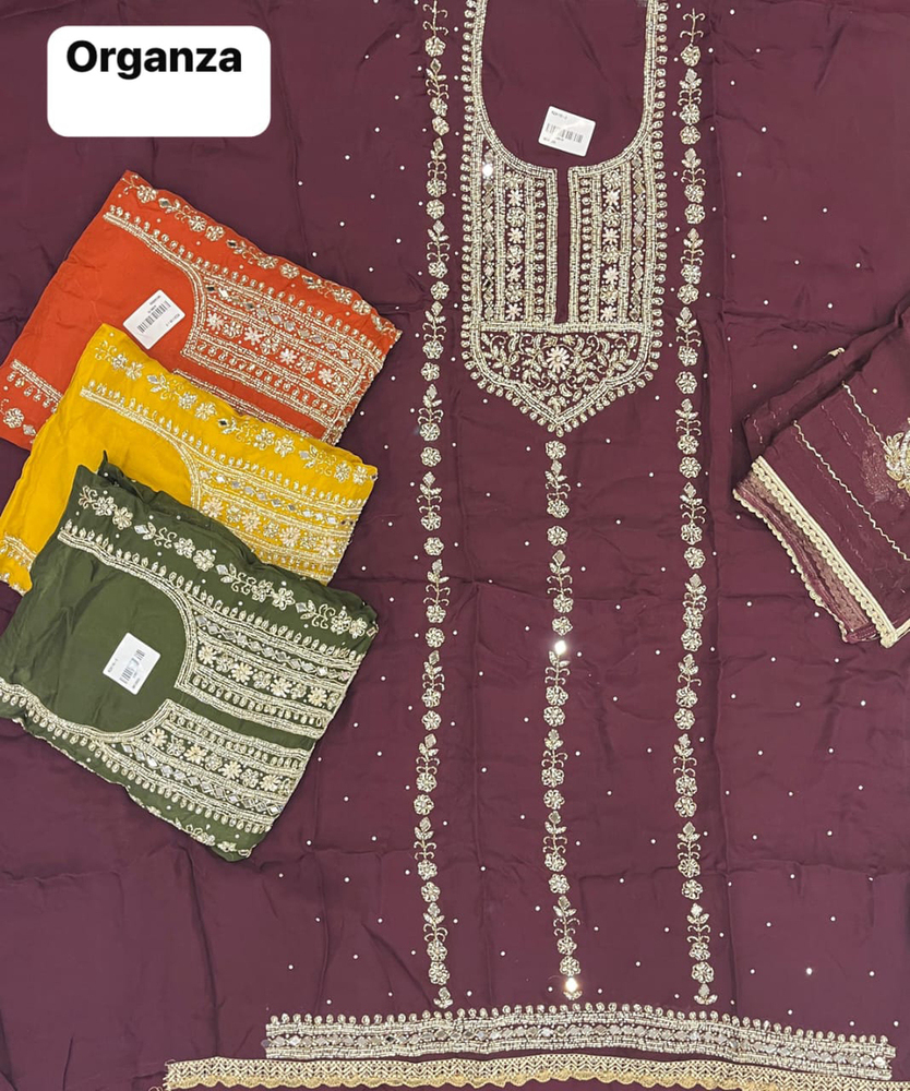 Organza Fabric Unstitched Suit