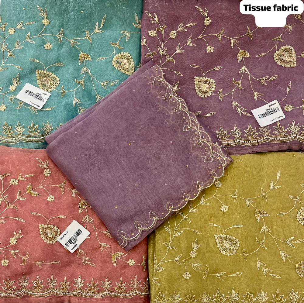 Tissue Fabric Unstitched Suit - Color: Multicolor