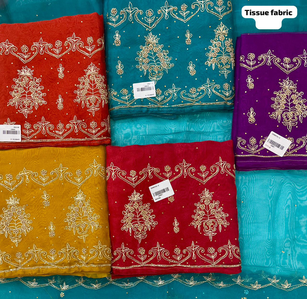 Tissue Fabric Unstitched Suit - Color: Multicolor