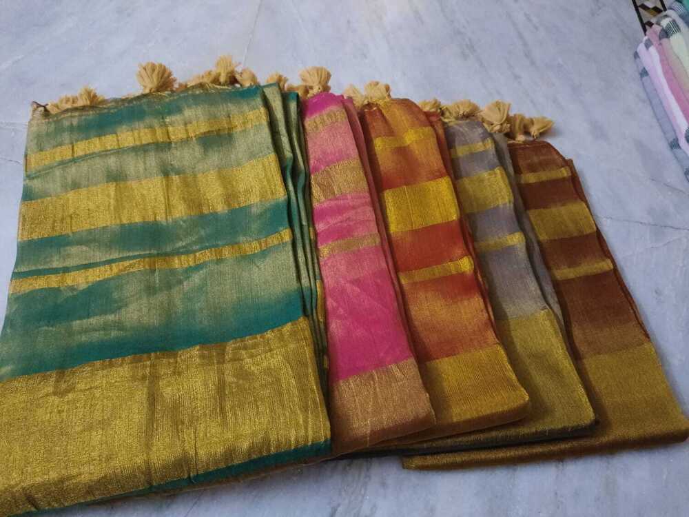 Tissue linen sarees