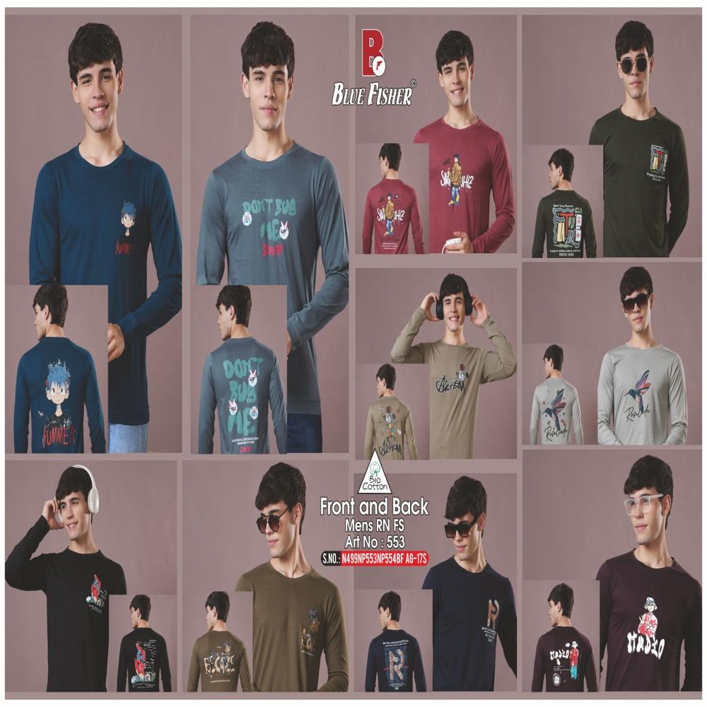 Blue Full Sleeves Round Neck T Shirt