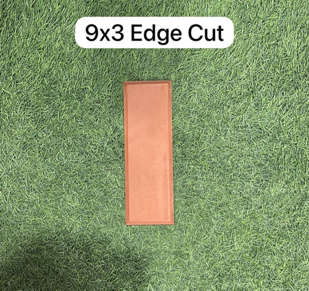 9X3 Edge Cut Clay Tile - Color: Red