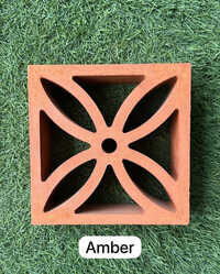 8x8 Amber Terracotta Jali - Color: Red