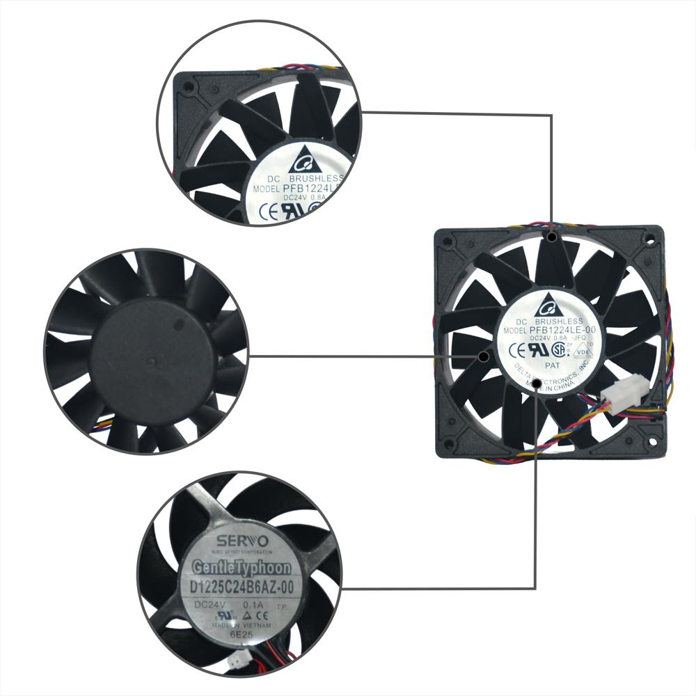 DELTA PFB1224LE-00 24V DC 0.8A 9225mm Axial Flow Fan Industrial Aluminum Ball Cooling Fan