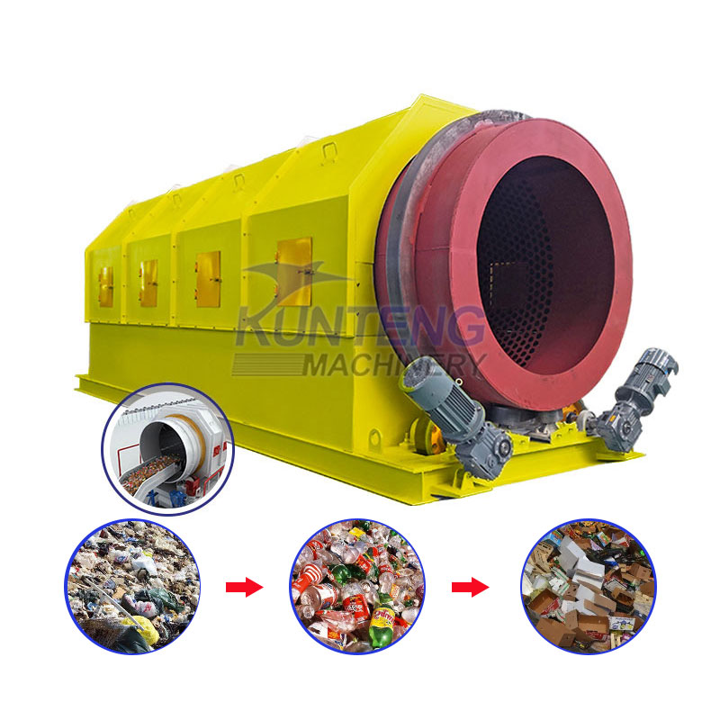 Construction Waste Screening Machinery Household Waste Solid Waste Drum Screen Machinery Environmental Protection Equipment Garbage Sorting Line - Capacity: 50 T/Hr