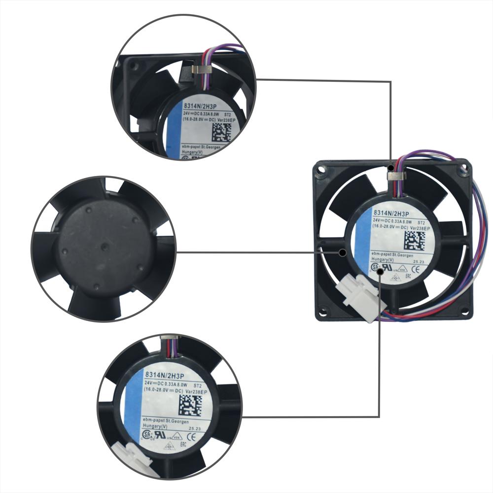 EBM PAPST 8314N/2H3P 24V 33A 8.0W 8025mm 3000 RPM Electric Powered Fan Radiator Cooling Fan 