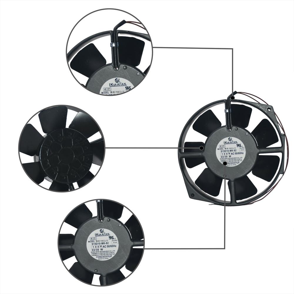 IKURA S15D10-MK-82 AC100V 33/30W 12038mm Duct Fan Ball Bearing Electric Industrial Axial Cooling Fan 