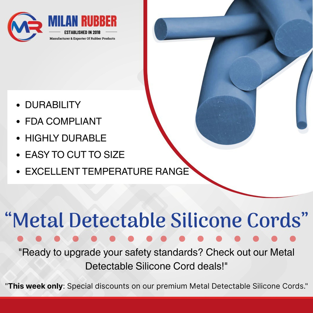 Metal Detectable Silicone Cords - Color: Blue