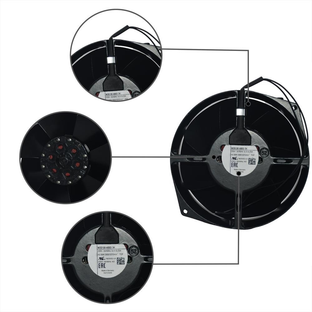 EBM PAPST W2S130-AB03-34 230V 45/39W All-Metal Cabinet 2800RPM Exhaust Ball Bearing Cooling Fan
