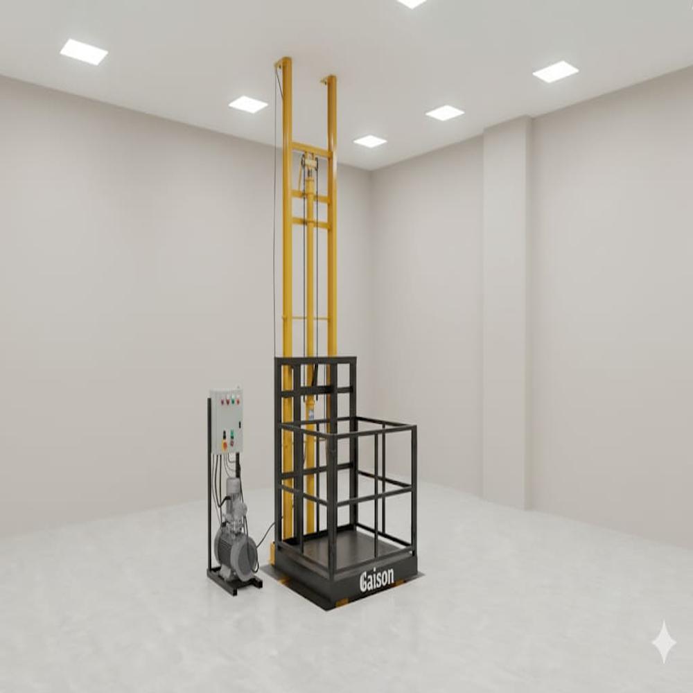Single Mast Goods Lift - Color: Yellow