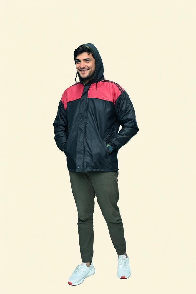Black And Red Mens Winter Jacket - Design: Fancy