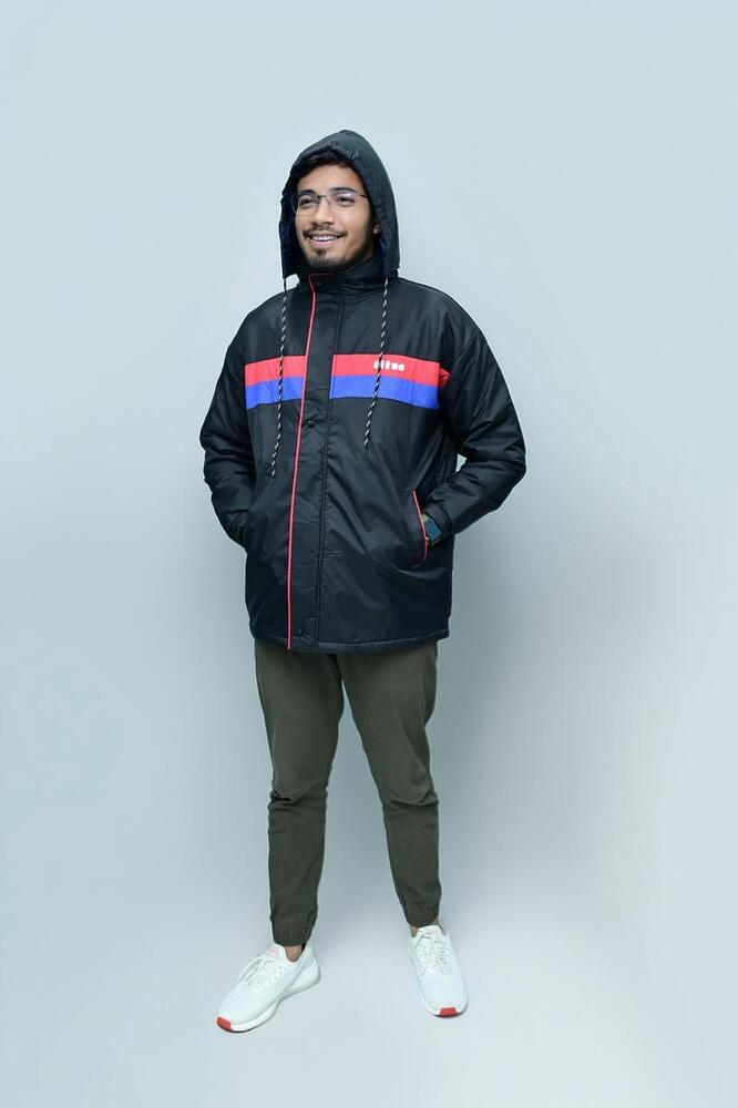 Black Mens Winter Jacket - Design: Fancy