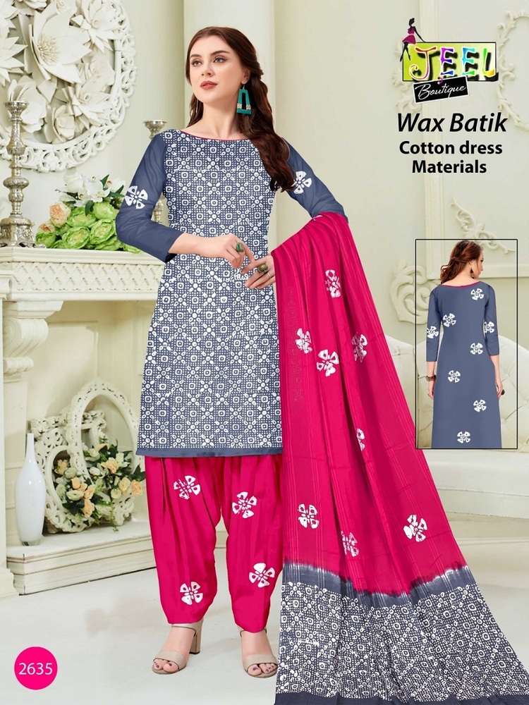 Jeel Contrast wax Batik Dress Material