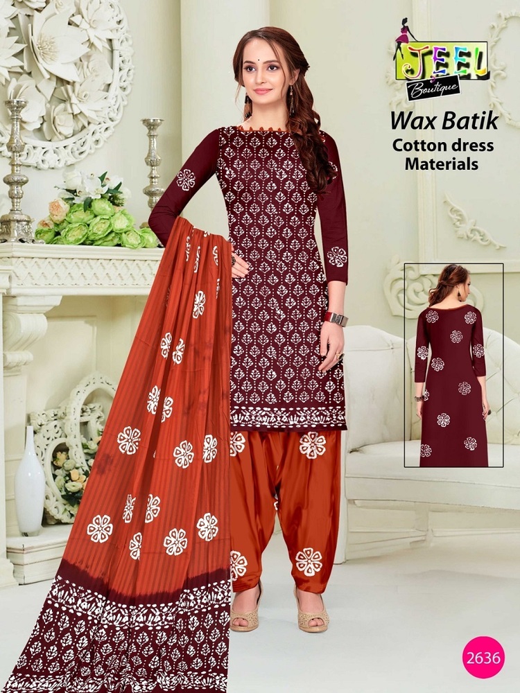 Jeel Contrast wax Batik Dress Material