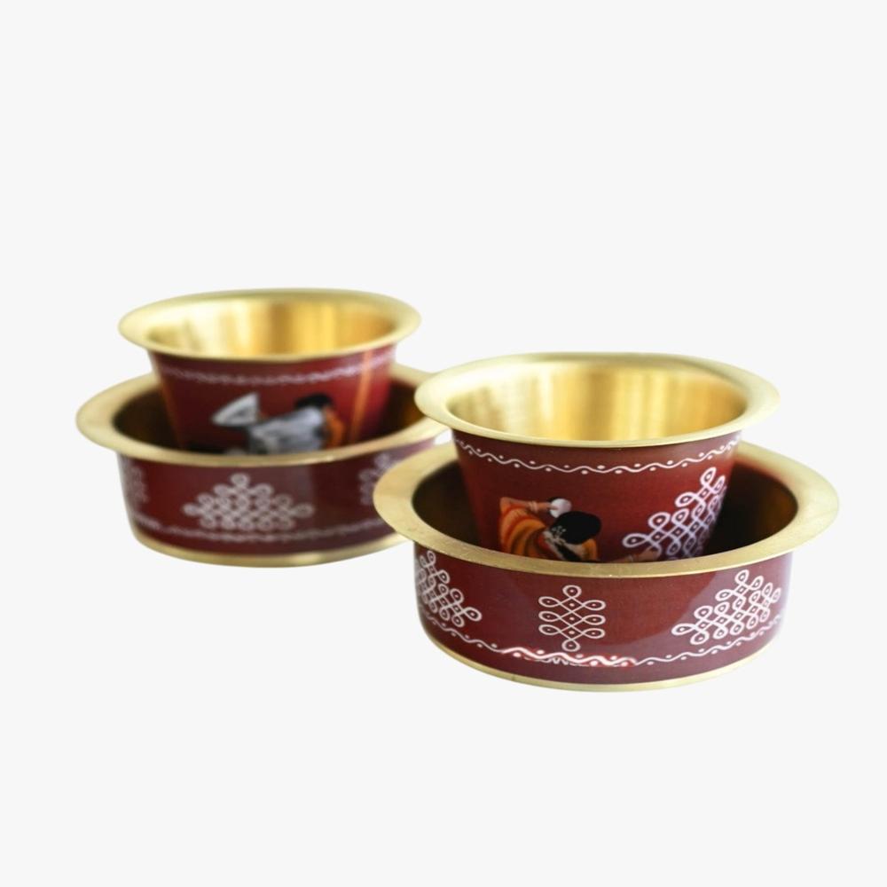 Flower Printed Dabara Set - Capacity: 200 Milliliter (Ml)